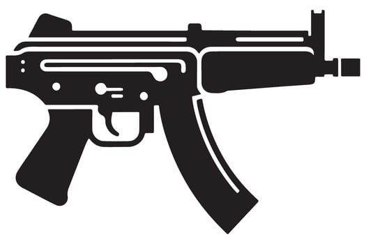 Compact Submachine Gun Black Silhouette Illustration Graphic Design vector