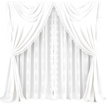 White curtains isolated on a transparent background png