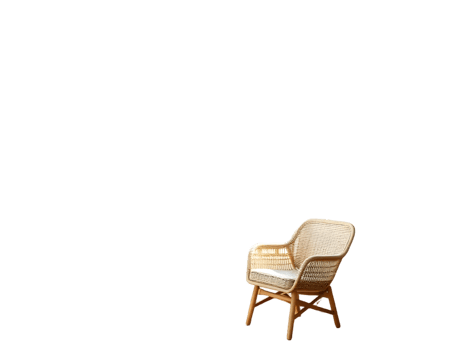 Wooden wicker chair isolated on transparent background png