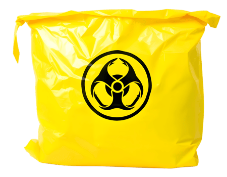 Yellow Plastic Bag With Biohazard Symbol Isolated Transparent Background png
