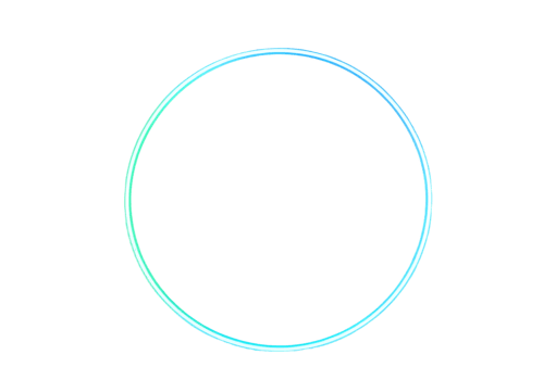 Circle light blue neon frame on transparent background png