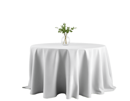 White tablecloth with a tree on it, isolated on transparent background png