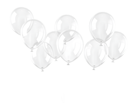 White balloons isolated on transparent background png