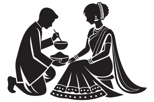 Hindu Wedding Ceremony Silhouette Illustration of Tradition vector