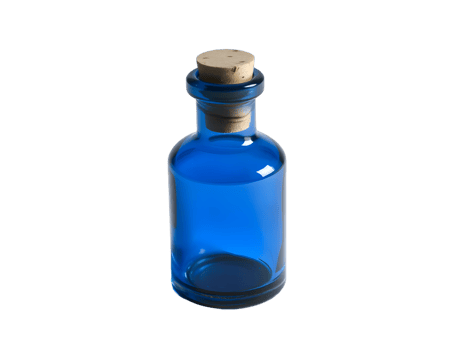 Blue glass bottle with cork isolated on transparent background png