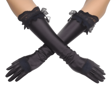 Female hands in black gloves png