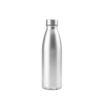 Blank silver metal cosmetic bottle isolated on transparent background png