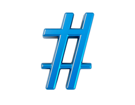 Blue hashtag sign isolated on transparent background png