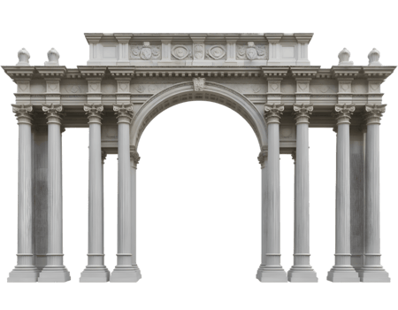 Archway with columns isolated on a transparent background png