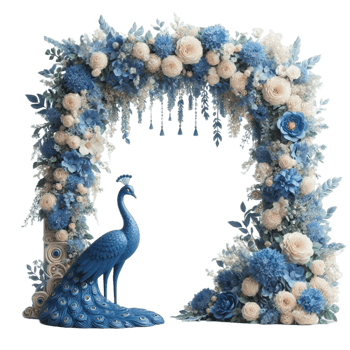 Blue Peacock Floral Frame png