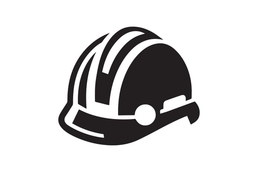 A black and white image of a hard hat vector