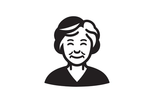 An old woman avatar icon on a white background vector