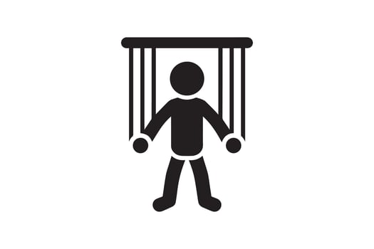 A black and white illustration of a man on a swing vector