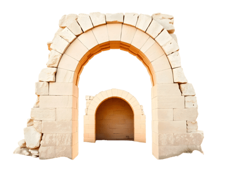 Stone arch entrance isolated on a transparent background png