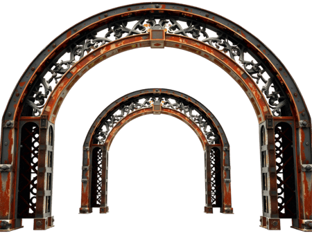 Steel arch with forged elements isolated on transparent background png