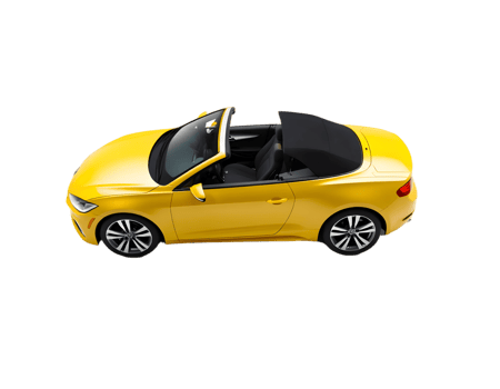 Yellow car with open hood isolated on transparent background png