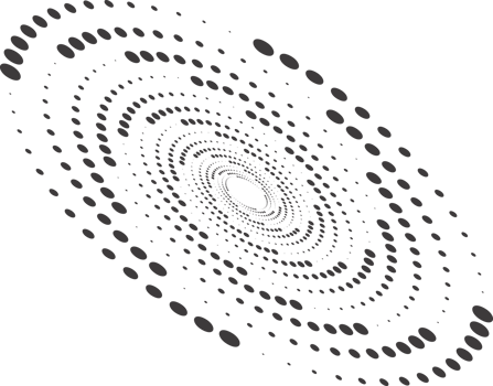 Abstract dotted round with spiral pattern. Circular graphic. Swirl circle shape with halftone effect. Geometric concentric element. png