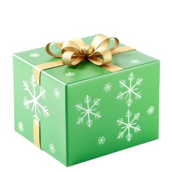 Green Gift Box With Gold Ribbon png