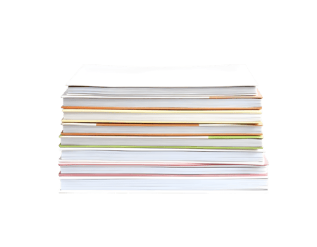 Stack of documents isolated on transparent background png