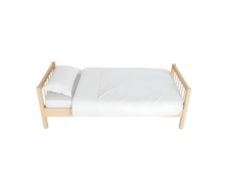 White single bed isolated on a transparent background png