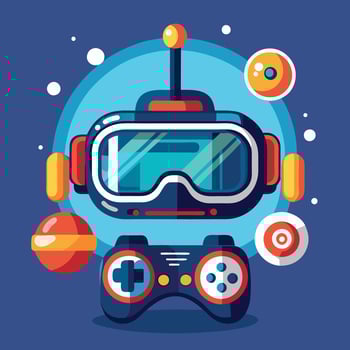 State of the Art Virtual Reality Headset Enhances Immersion into Digital Worlds vector