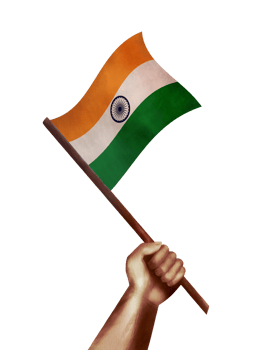 Hand waving India flag.Indian national flag with vintage effect png