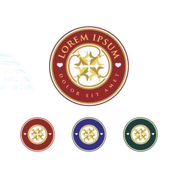 Set Maroon Circle Ornamental Flower Crest Emblem Logo Template Illustration Design. EPS 10. vector