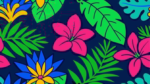 Tropical Rainforest Floral Abstract Seamless Textile Design for Fashion Home vector