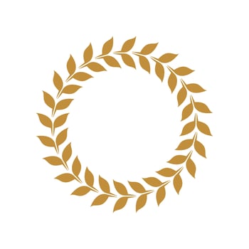 Initial Circular Border Gold Wheat Laurel Logo Template Illustration Design. EPS 10. vector