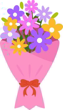 Bouquet Flower Script Cartoon Colored Clipart vector