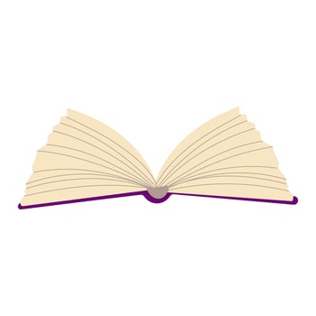 The book is open to a page with a purple border vector