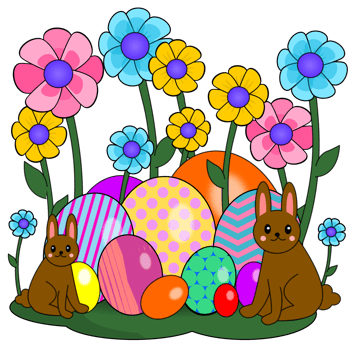 easter bunny and eggs png