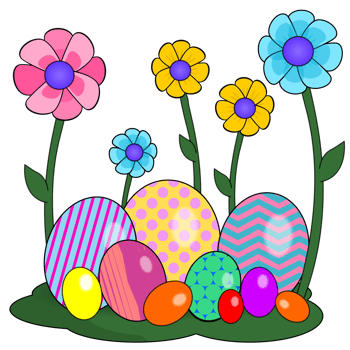 easter eggs and flowers png