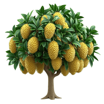 A stylized illustration of a fruit bearing tree with yellow fruits png
