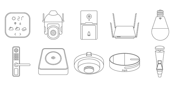Modern Smart Home Devices Outline Set Illustration vector