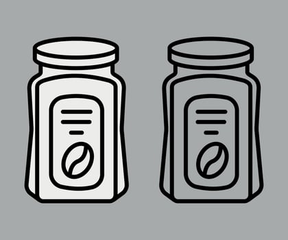 black and white icon of coffee cup with lid on white background vector