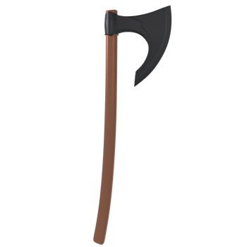 Battle axe with a curved blade isolated on transparent png