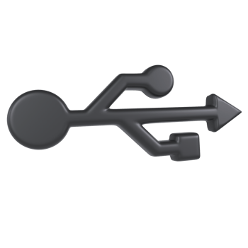 Black USB connector symbol isolated on transparent png