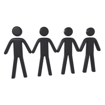 Black paper cutout figures holding hands isolated on transparent png