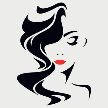 black and white icon of a woman's face isolated on a white background vector
