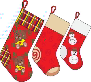 Cartoon Christmas Stockings Illustration Hanging Socks vector