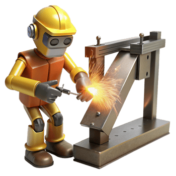 beautiful vintage A robotic construction worker welding a metal beam, sparks flying, lit by the glow of the welding torch, in a gritty, industrial style authentic png