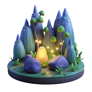 stunning modern A group of fireflies illuminating a dark forest, magical realism style, bioluminescent glow authentic png