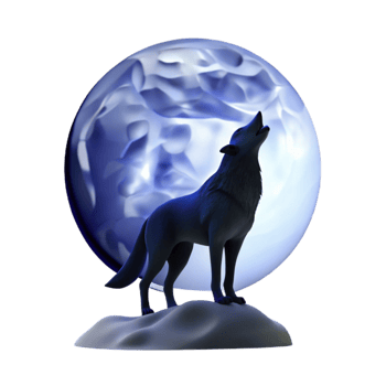 impressive creative A lone wolf howling at the full moon, silhouette against a dark blue sky, mysterious atmosphere, graphic novel style detailed png
