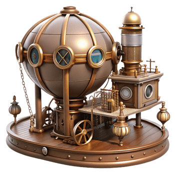 beautiful creative Steampunk airship dock, intricate gears and pipes, warm lighting, Victorian, detailed png