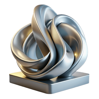 impressive artistic Abstract architectural sculpture, flowing forms, metallic finish, studio lighting, modern art, high quality png