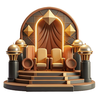 dramatic classic Art Deco cinema interior, geometric patterns, luxurious seating, warm lighting, glamorous, premium png