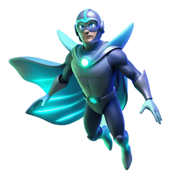 magnificent minimalist An aquatic superhero with bioluminescent fins, floating gracefully in deep ocean darkness, lit with soft, underwater bioluminescence in a surreal, dreamlike style 4K png