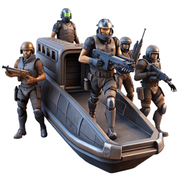 extraordinary vintage A group of space pirates boards a derelict spaceship, weapons drawn. Dark, dramatic lighting and a sense of tension and danger authentic png