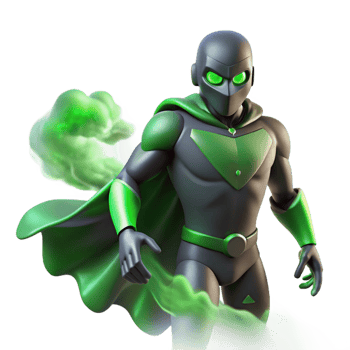 serene traditional A shadowy superhero with intangible form, partially dissolving into smoke, lit with an eerie, green glow in a spooky, horror style 4K png